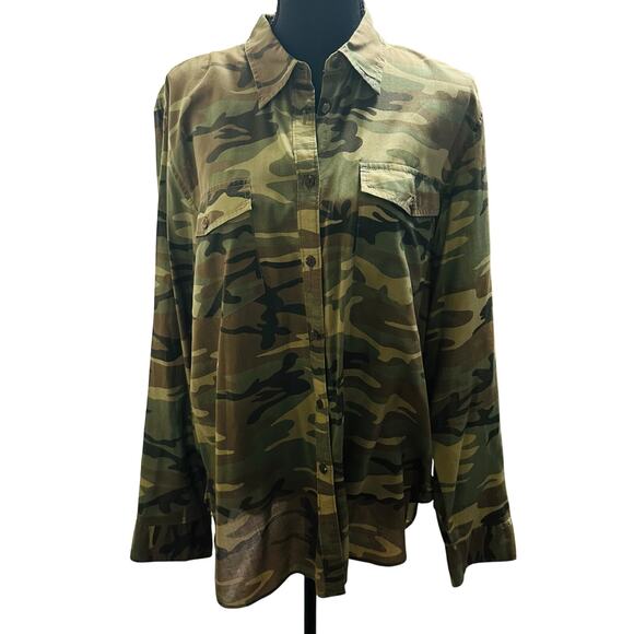 Ralph Lauren - Denim & Supply Camo Button Down Blouse - XL (Vintage) - Picture 3 of 11